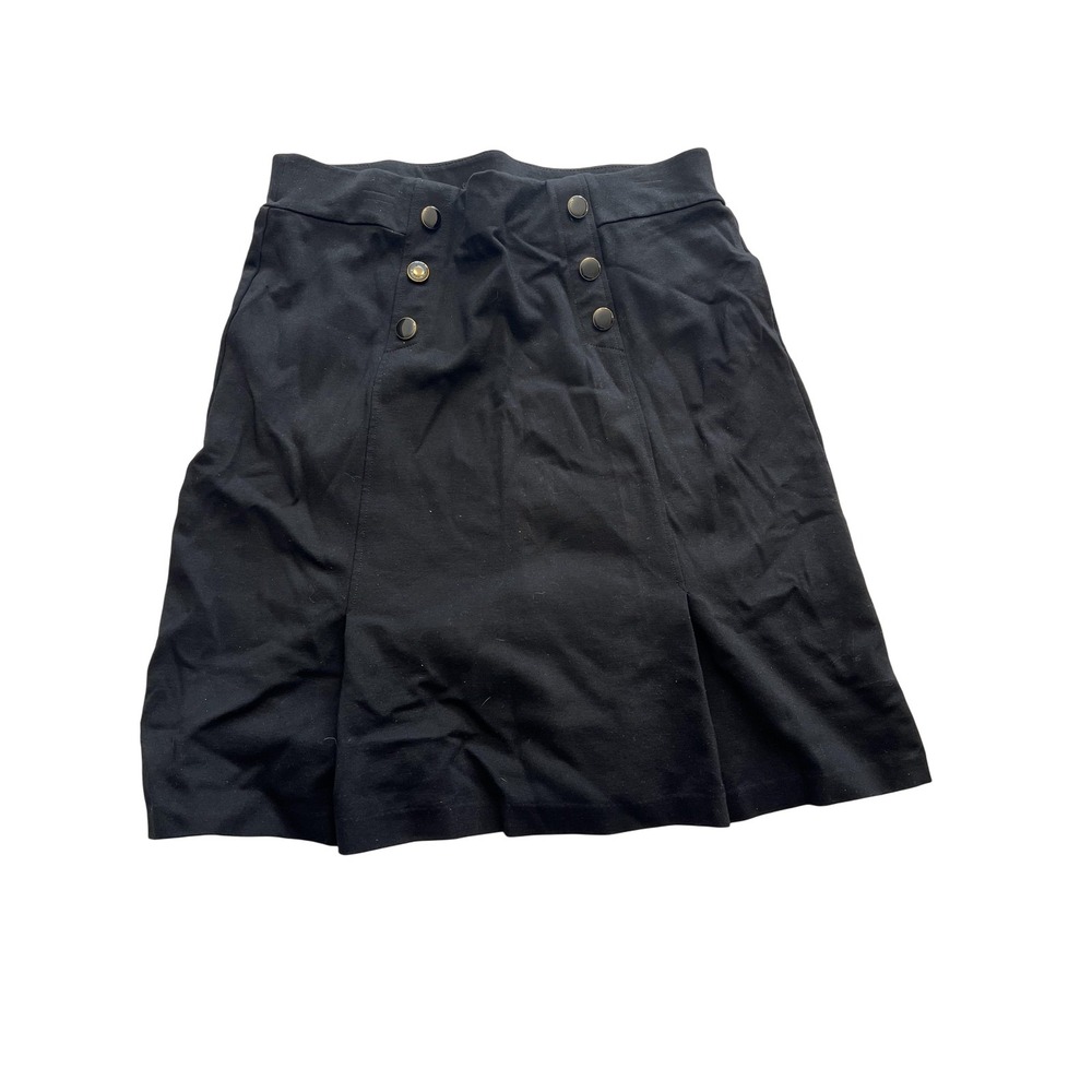 Fozali Skirt Womens Large Black A-Line High‎ Waist Button Front Stretch Short